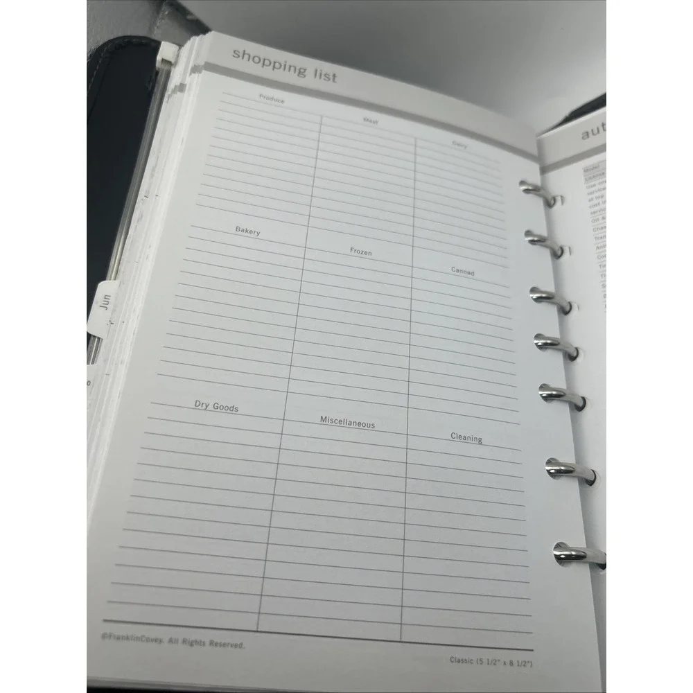 Franklin Day One Snap Closure 3-Ring Classic Planner, Black, 8.5